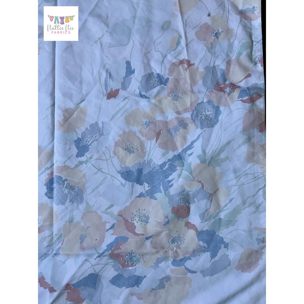 Vintage Twin Fitted Sheet‎ in blue with peach and blue floral, Springmaid